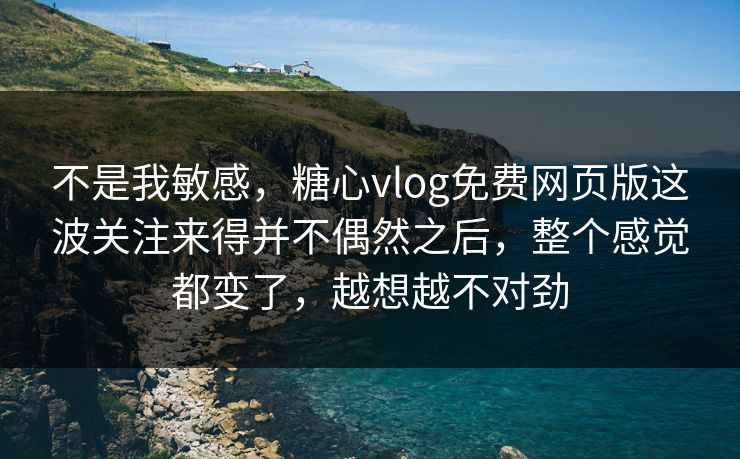 不是我敏感，糖心vlog免费网页版这波关注来得并不偶然之后，整个感觉都变了，越想越不对劲