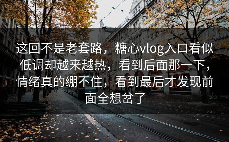 这回不是老套路，糖心vlog入口看似低调却越来越热，看到后面那一下，情绪真的绷不住，看到最后才发现前面全想岔了