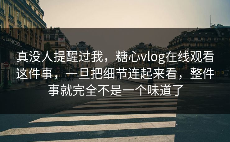 真没人提醒过我，糖心vlog在线观看这件事，一旦把细节连起来看，整件事就完全不是一个味道了
