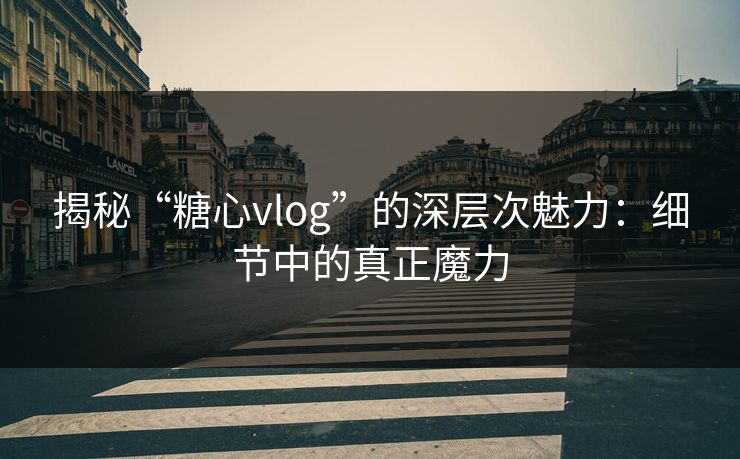 揭秘“糖心vlog”的深层次魅力：细节中的真正魔力