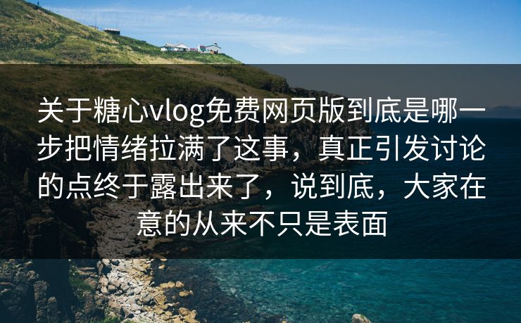 关于糖心vlog免费网页版到底是哪一步把情绪拉满了这事，真正引发讨论的点终于露出来了，说到底，大家在意的从来不只是表面