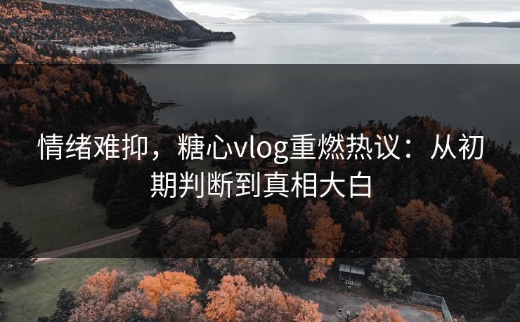 情绪难抑,糖心vlog重燃热议:从初期判断到真相大白 情绪难抑,糖心vlog重燃热议:从初期判断到真相大白