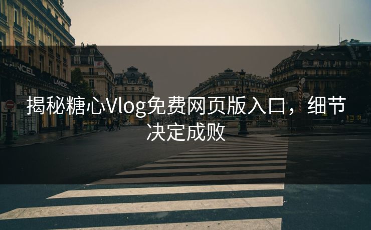 揭秘糖心Vlog免费网页版入口，细节决定成败