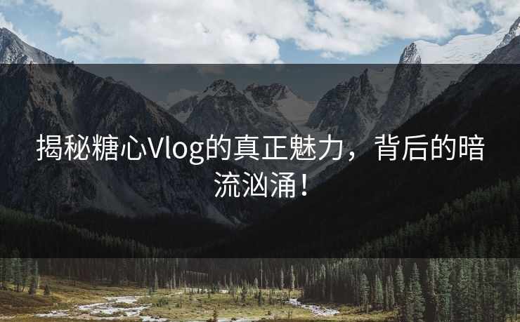 揭秘糖心Vlog的真正魅力，背后的暗流汹涌！
