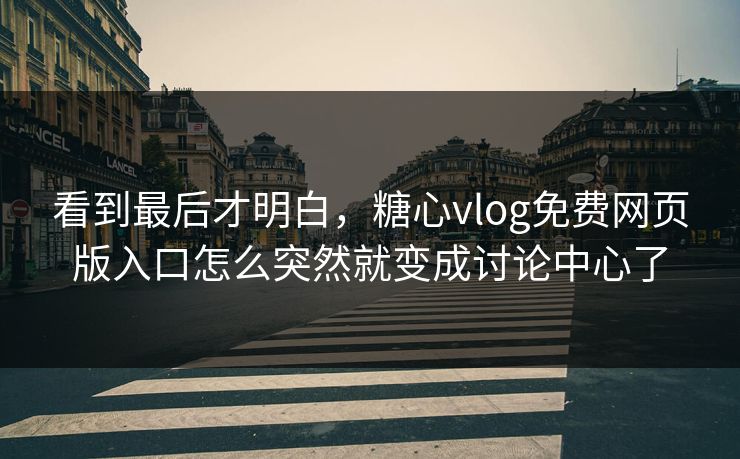 看到最后才明白，糖心vlog免费网页版入口怎么突然就变成讨论中心了