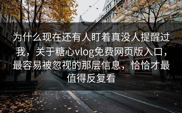 为什么现在还有人盯着真没人提醒过我，关于糖心vlog免费网页版入口，最容易被忽视的那层信息，恰恰才最值得反复看
