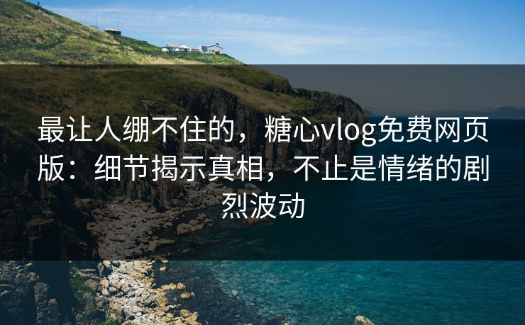 最让人绷不住的，糖心vlog免费网页版：细节揭示真相，不止是情绪的剧烈波动